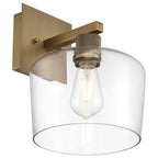 Port Nine Chardonnay LED Wall Sconce, Antique Brushed Brass / Clear Glass / 7W