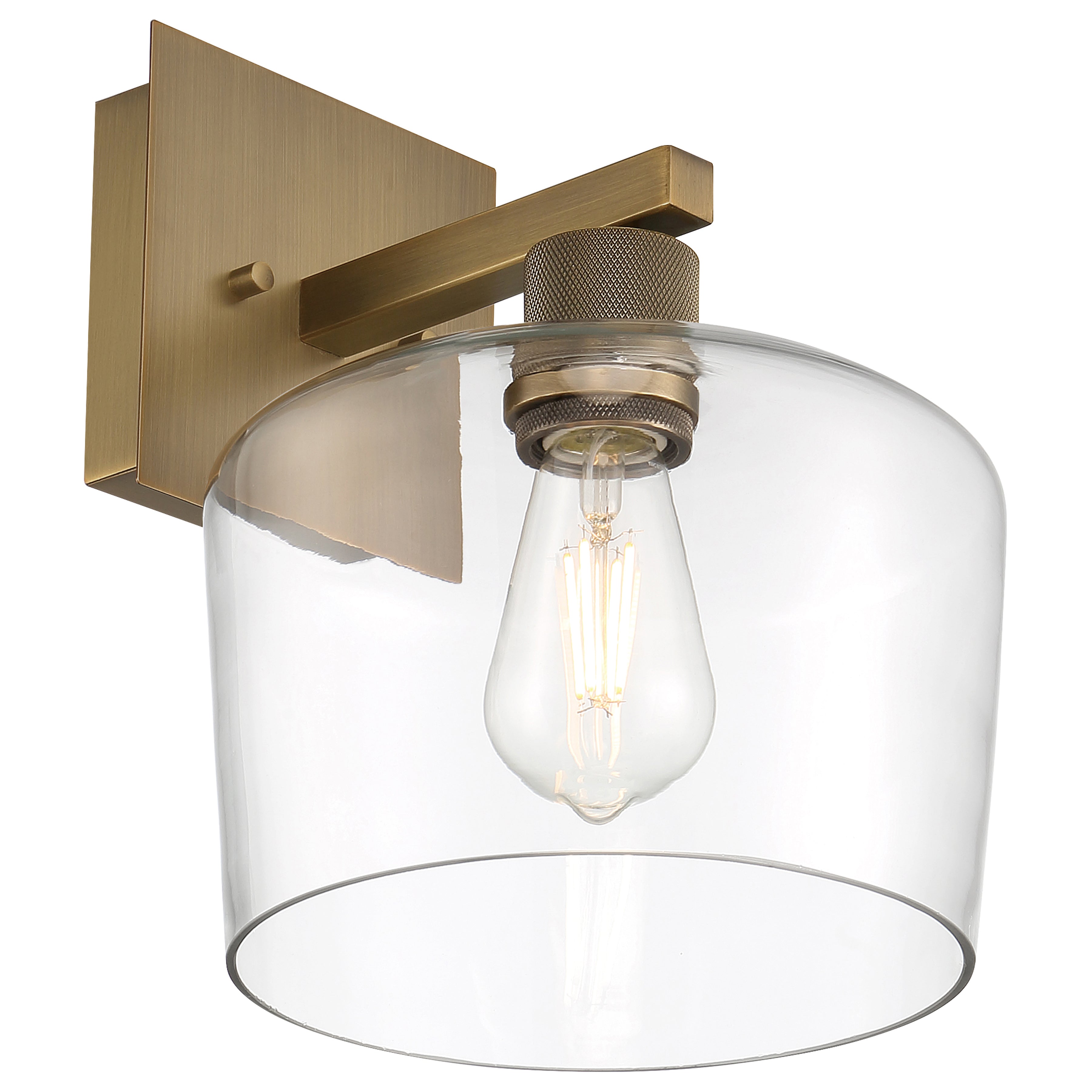 Port Nine Chardonnay LED Wall Sconce, Antique Brushed Brass / Clear Glass / 7W