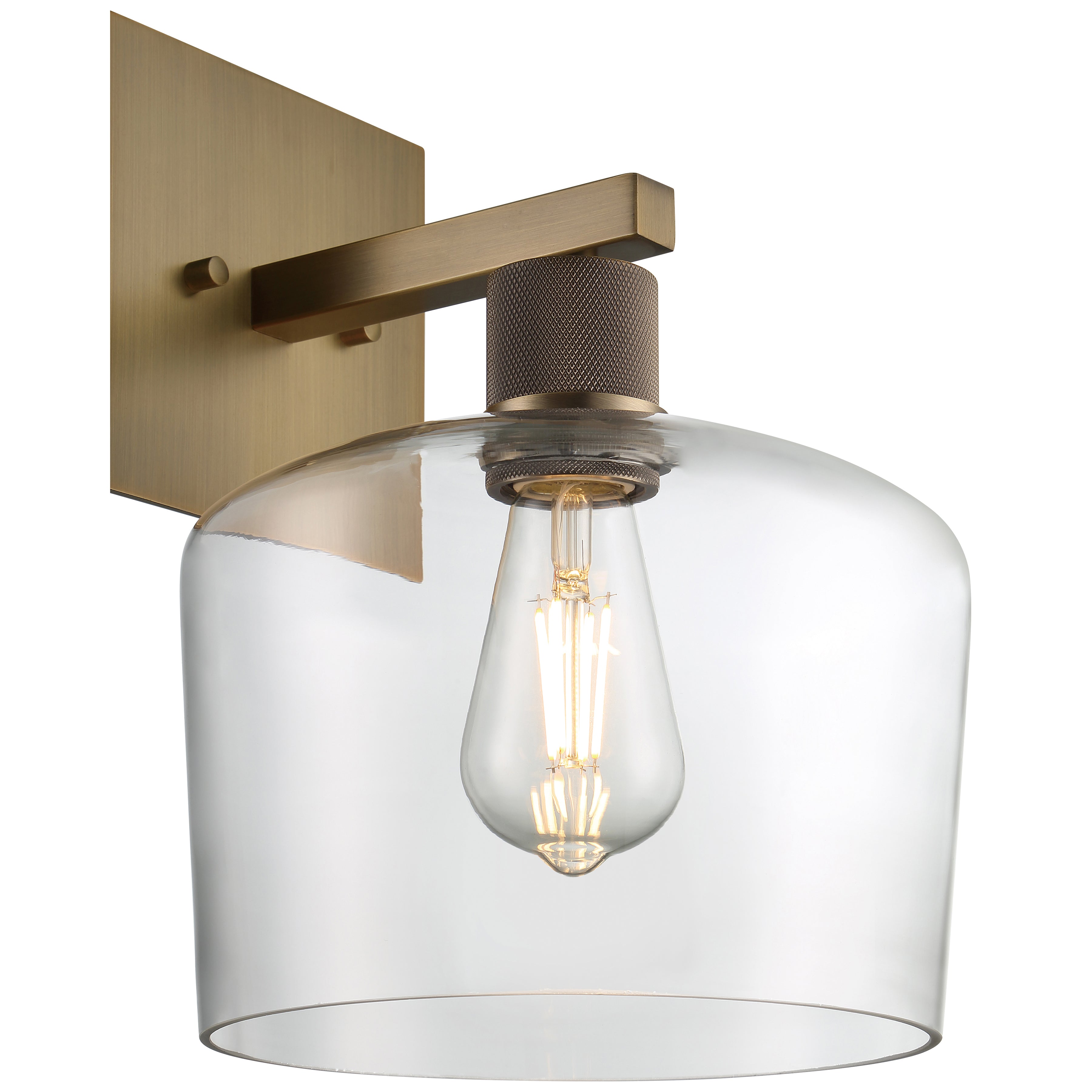 Port Nine Chardonnay LED Wall Sconce, Antique Brushed Brass / Clear Glass / 7W