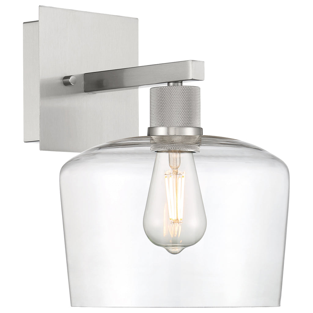 Port Nine Chardonnay LED Wall Sconce, Brushed Steel / Clear Glass / 7W