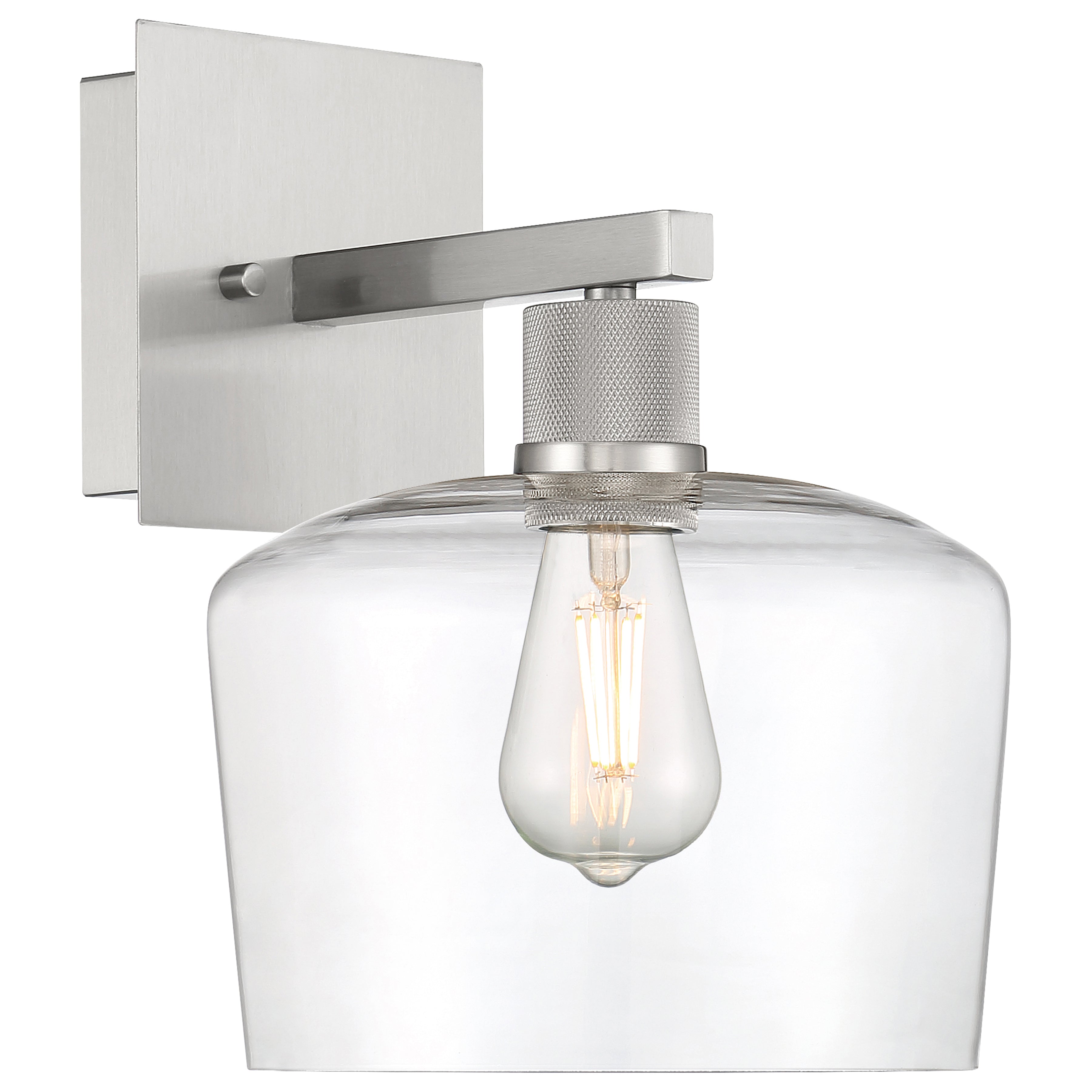 Port Nine Chardonnay LED Wall Sconce, Brushed Steel / Clear Glass / 7W