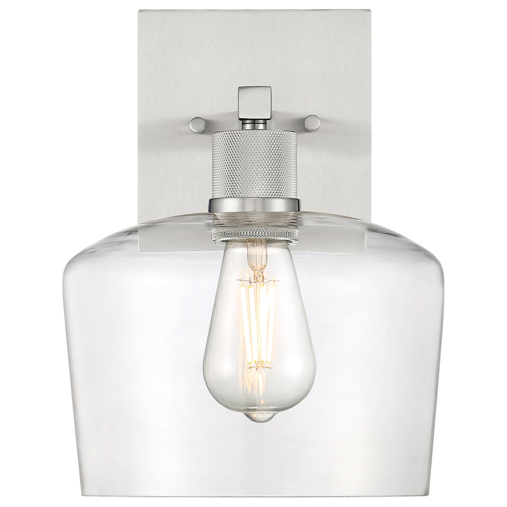 Port Nine Chardonnay LED Wall Sconce, Brushed Steel / Clear Glass / 7W