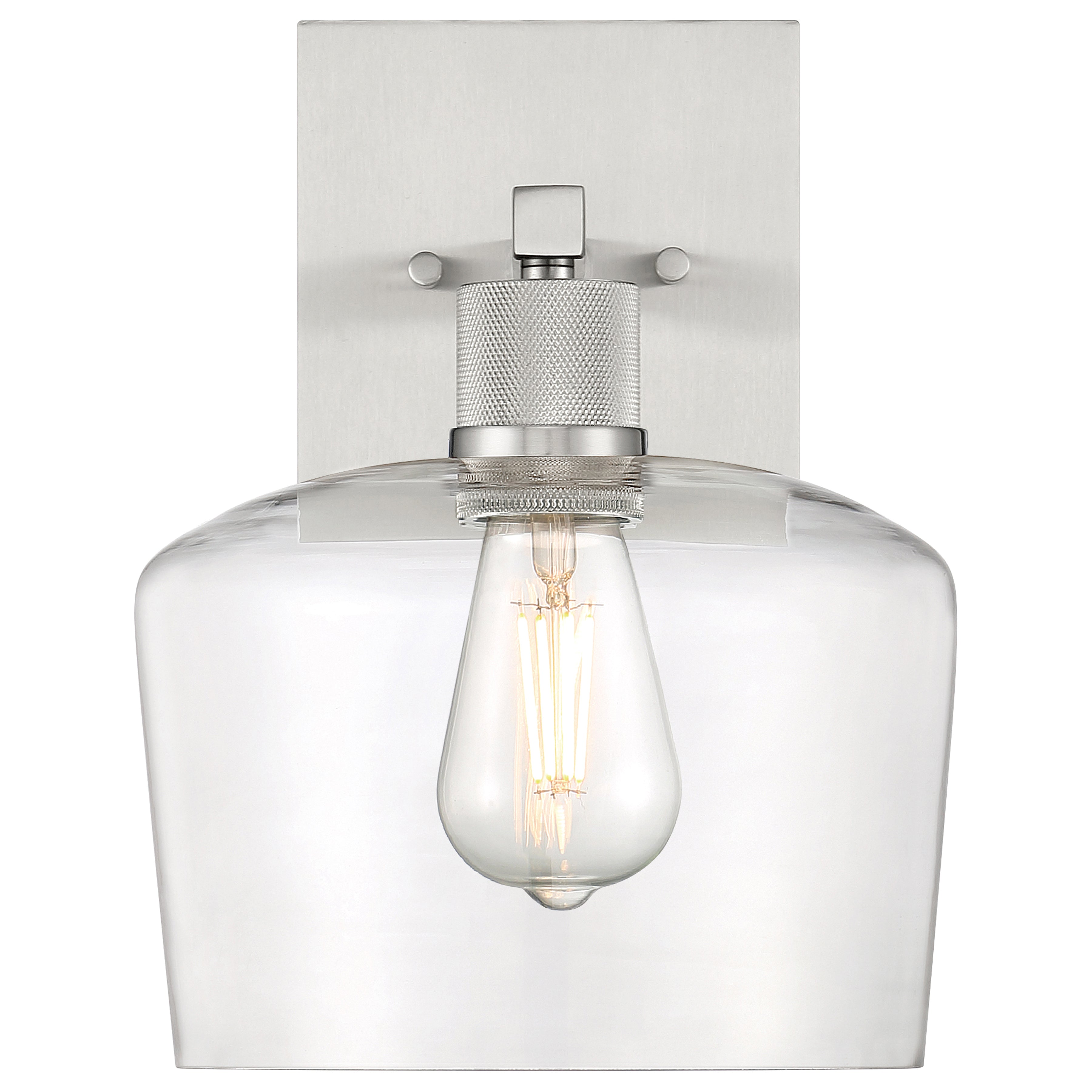 Port Nine Chardonnay LED Wall Sconce, Brushed Steel / Clear Glass / 7W
