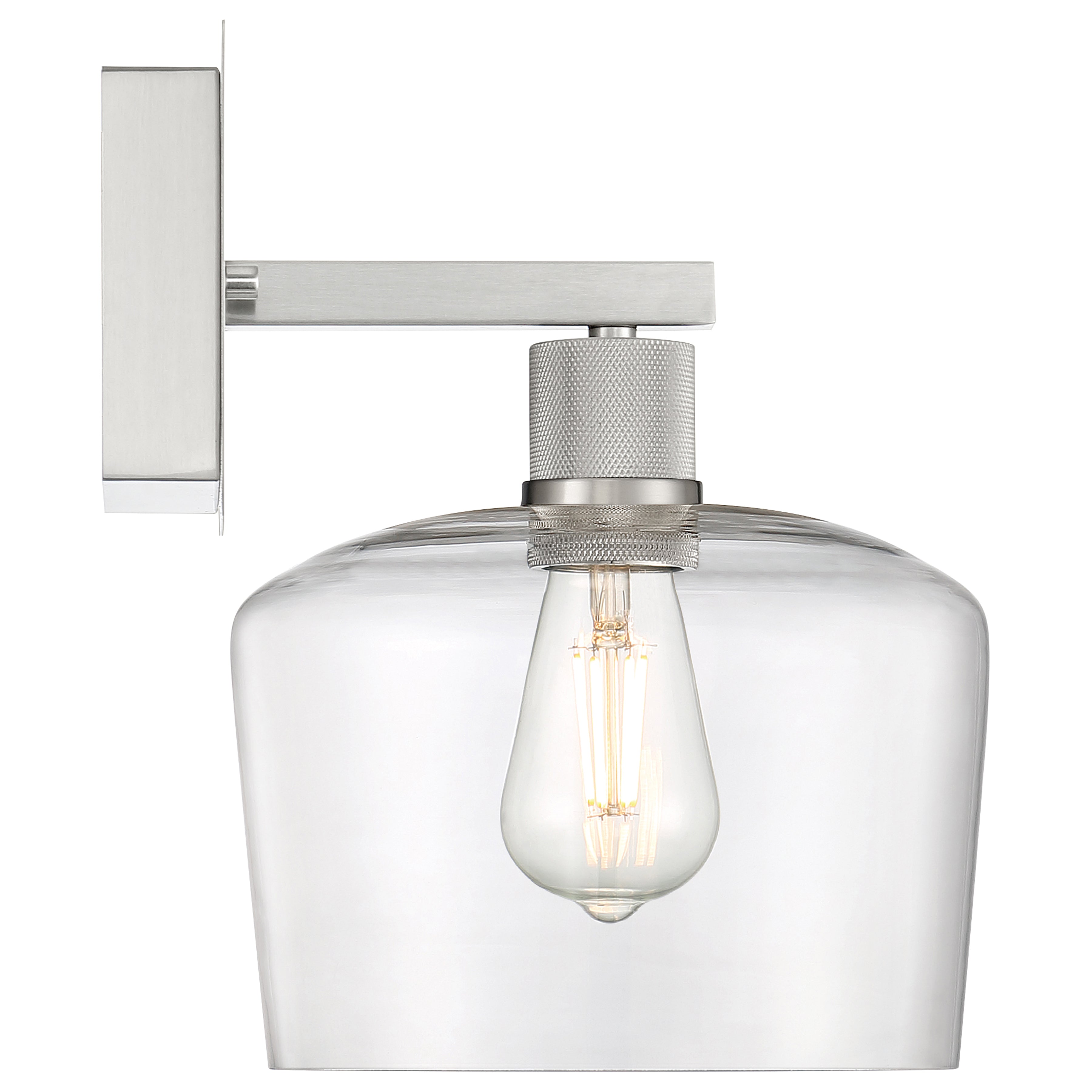 Port Nine Chardonnay LED Wall Sconce, Brushed Steel / Clear Glass / 7W