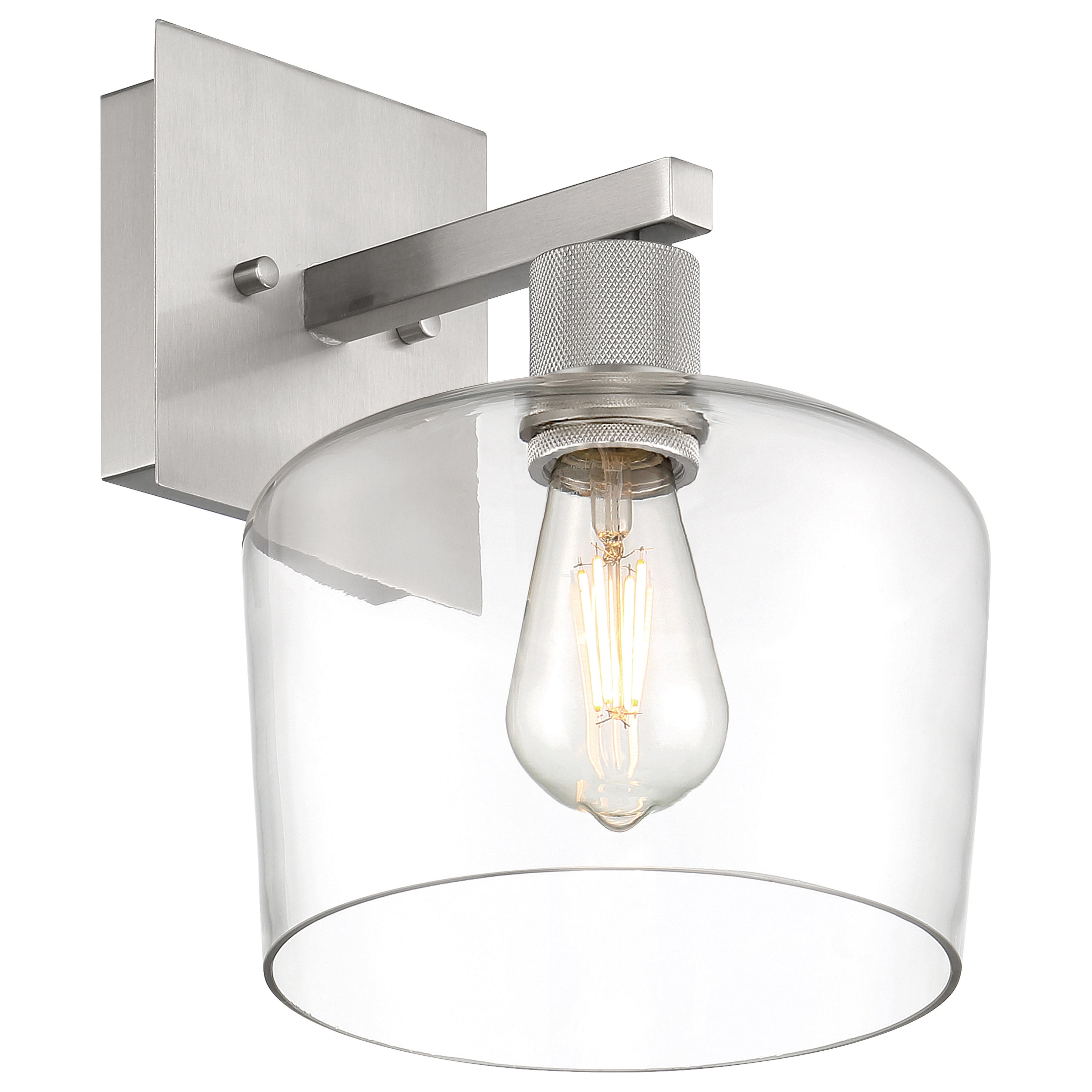 Port Nine Chardonnay LED Wall Sconce, Brushed Steel / Clear Glass / 7W