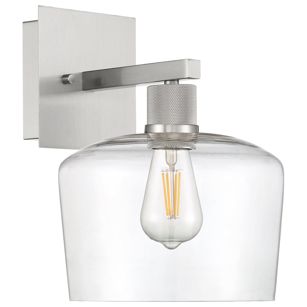 Port Nine Chardonnay LED Wall Sconce, Brushed Steel / Clear Glass / 7W