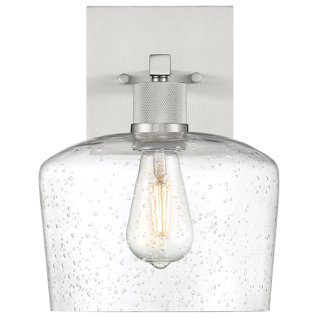 Port Nine Chardonnay LED Wall Sconce, Brushed Steel / Seeded Glass / 7W