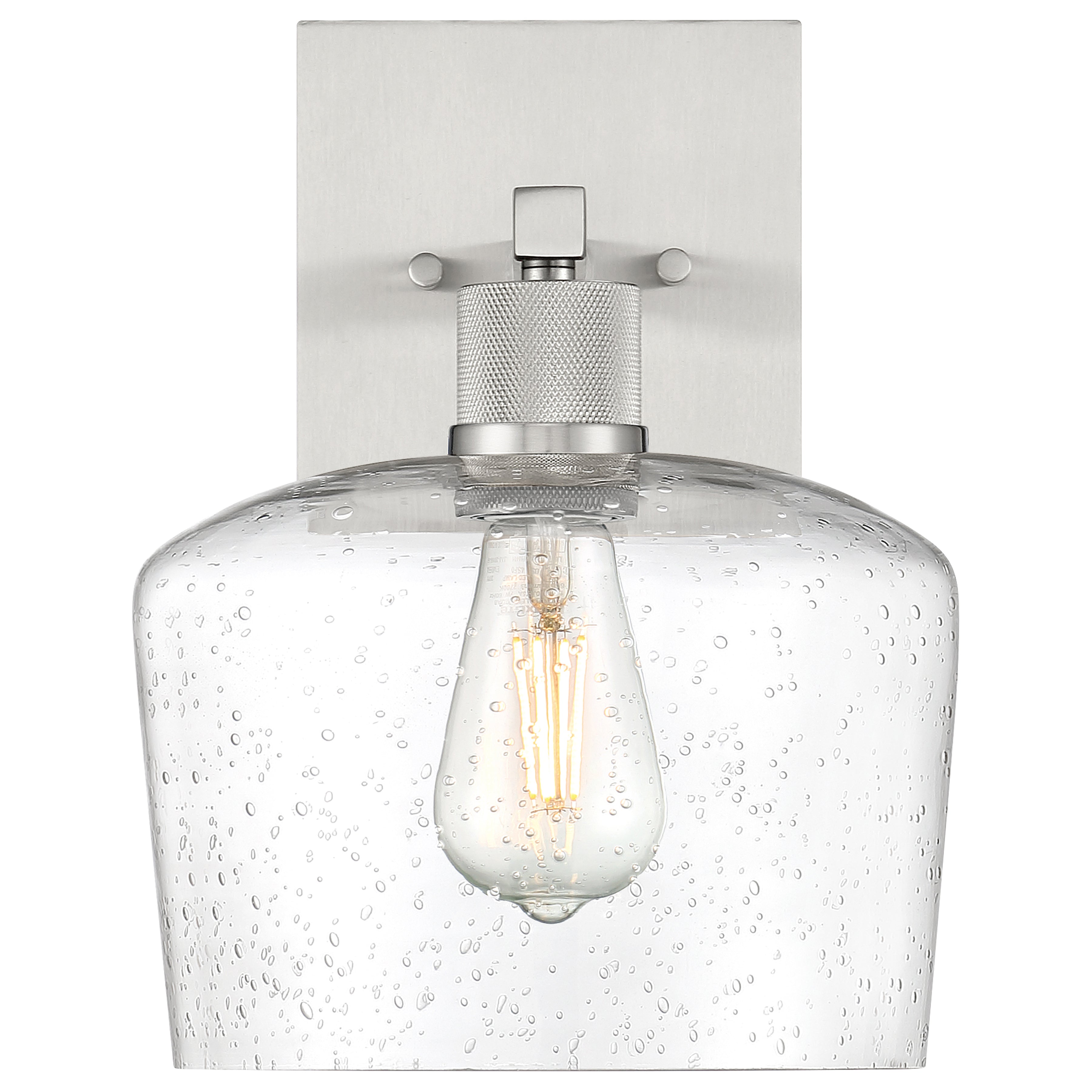 Port Nine Chardonnay LED Wall Sconce, Brushed Steel / Seeded Glass / 7W