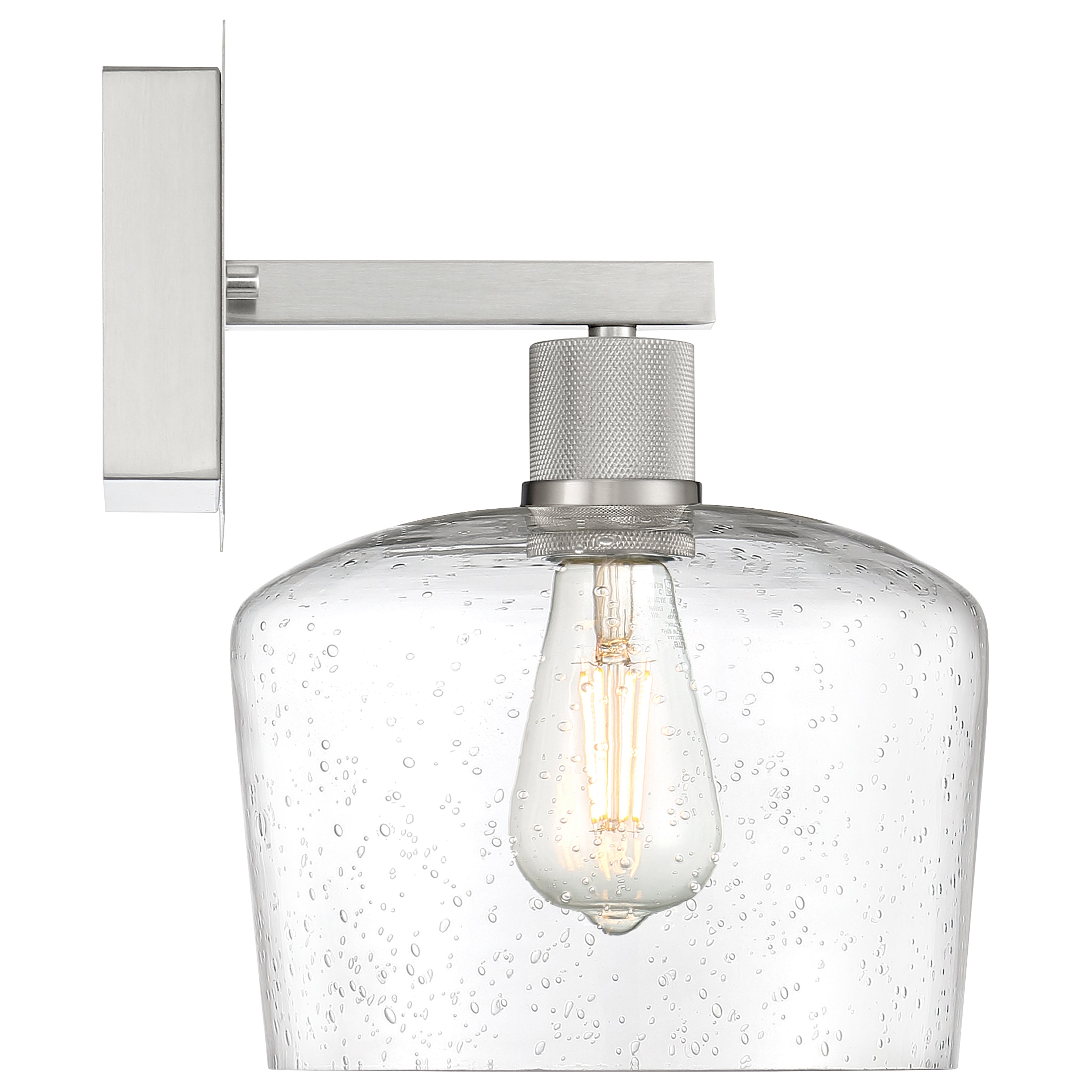 Port Nine Chardonnay LED Wall Sconce, Brushed Steel / Seeded Glass / 7W