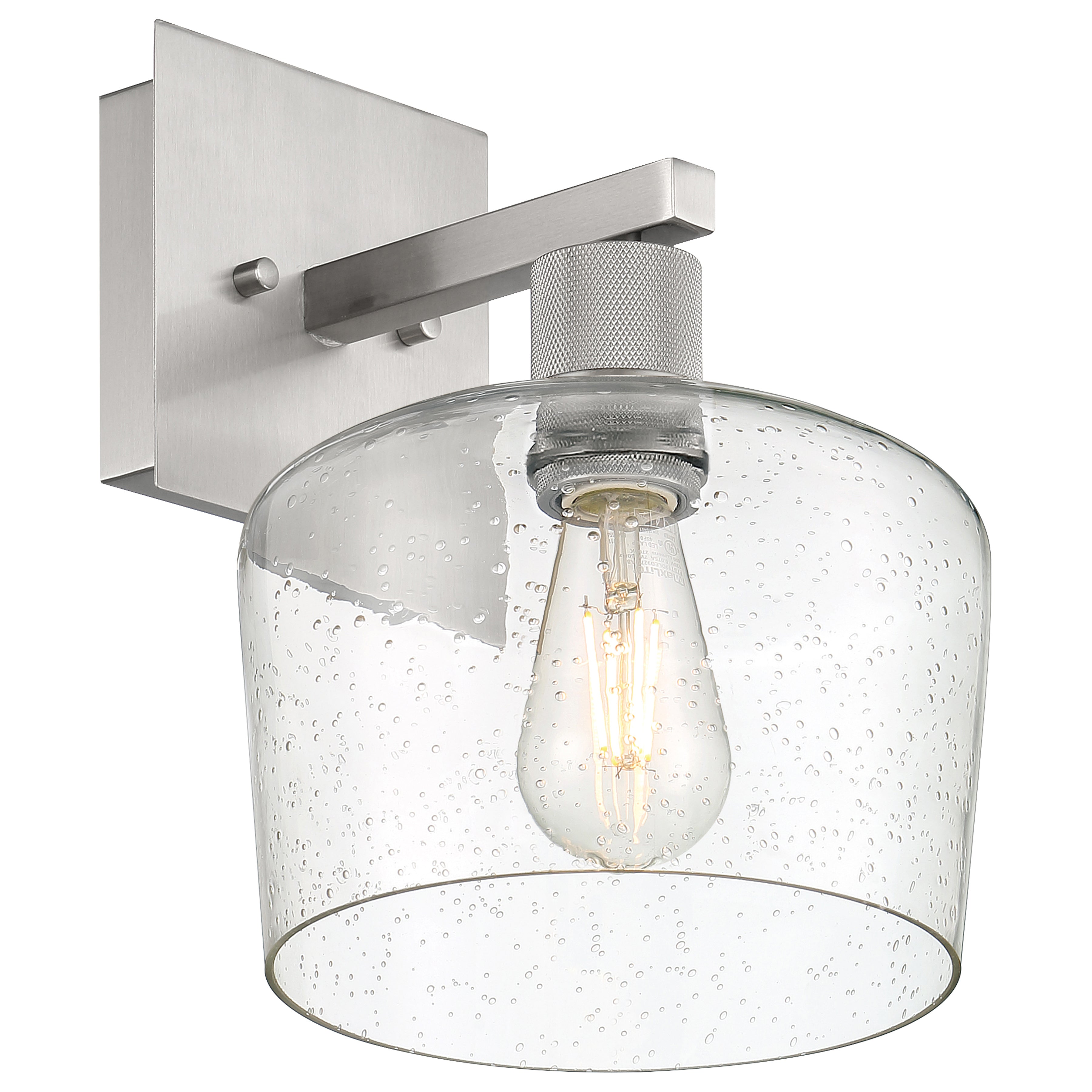 Port Nine Chardonnay LED Wall Sconce, Brushed Steel / Seeded Glass / 7W