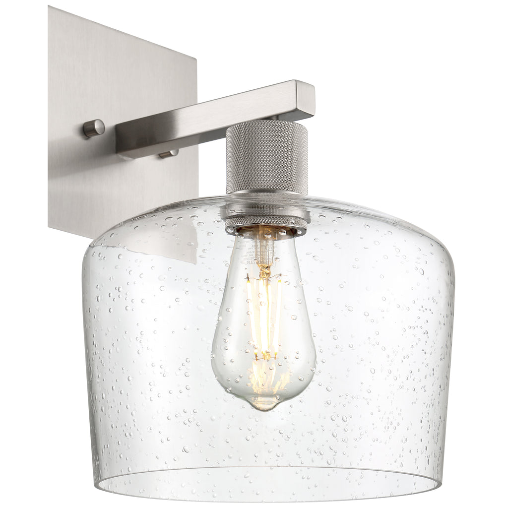 Port Nine Chardonnay LED Wall Sconce, Brushed Steel / Seeded Glass / 7W