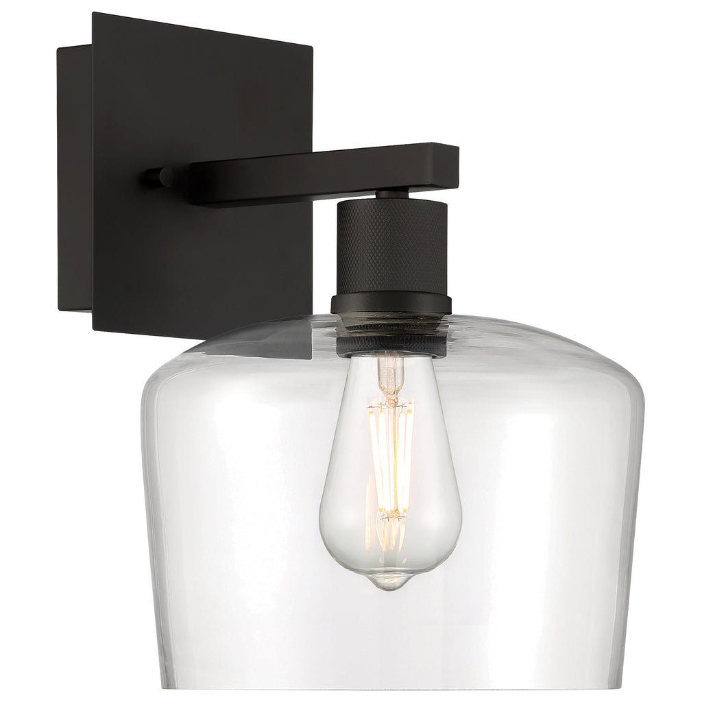 Port Nine Chardonnay LED Wall Sconce, Matte Black / Clear Glass / 7W
