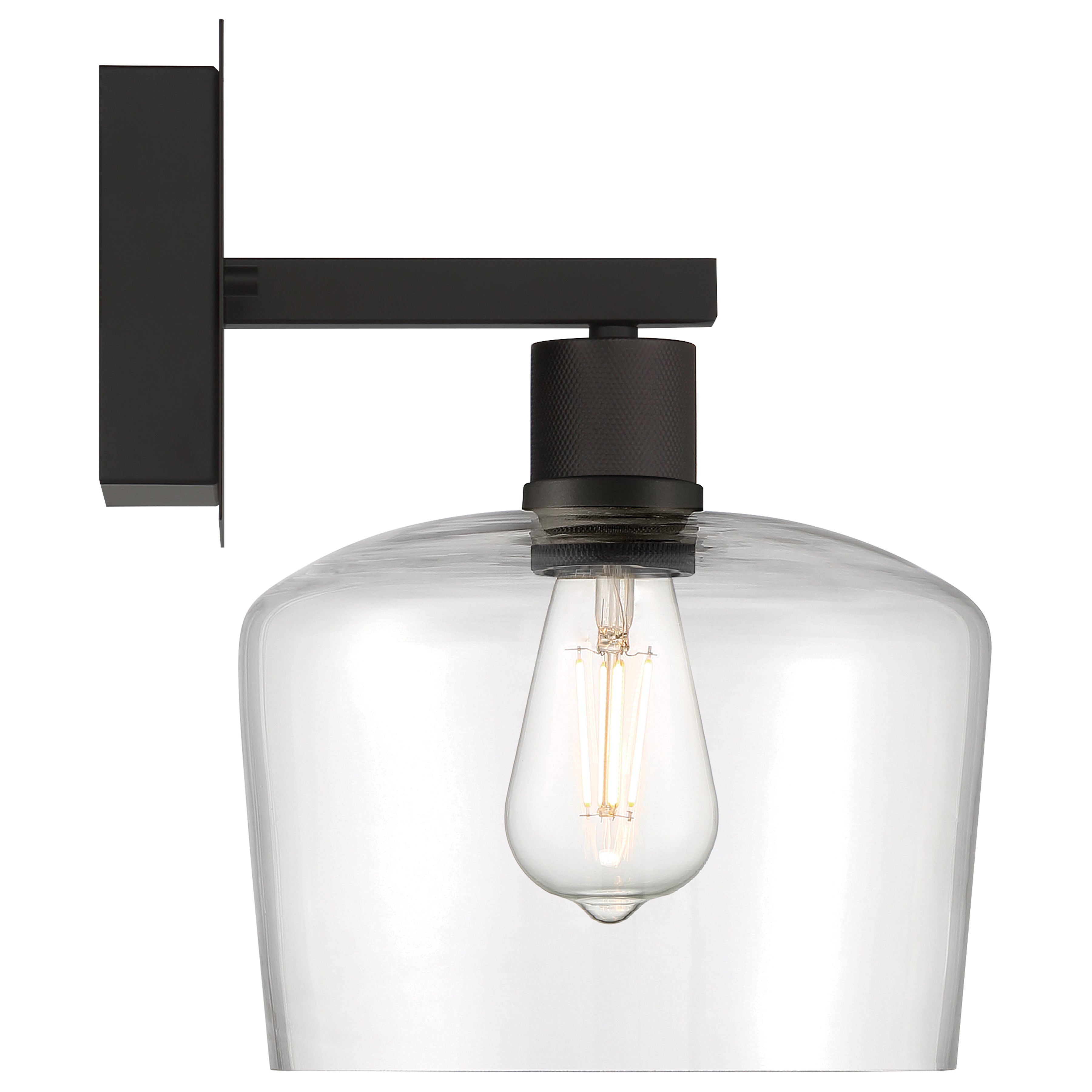 Port Nine Chardonnay LED Wall Sconce, Matte Black / Clear Glass / 7W
