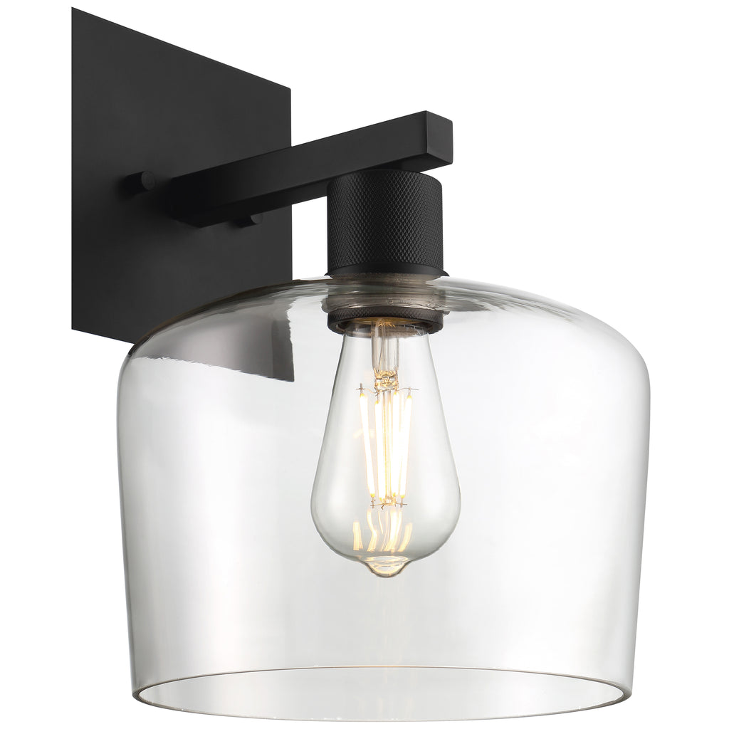 Port Nine Chardonnay LED Wall Sconce, Matte Black / Clear Glass / 7W