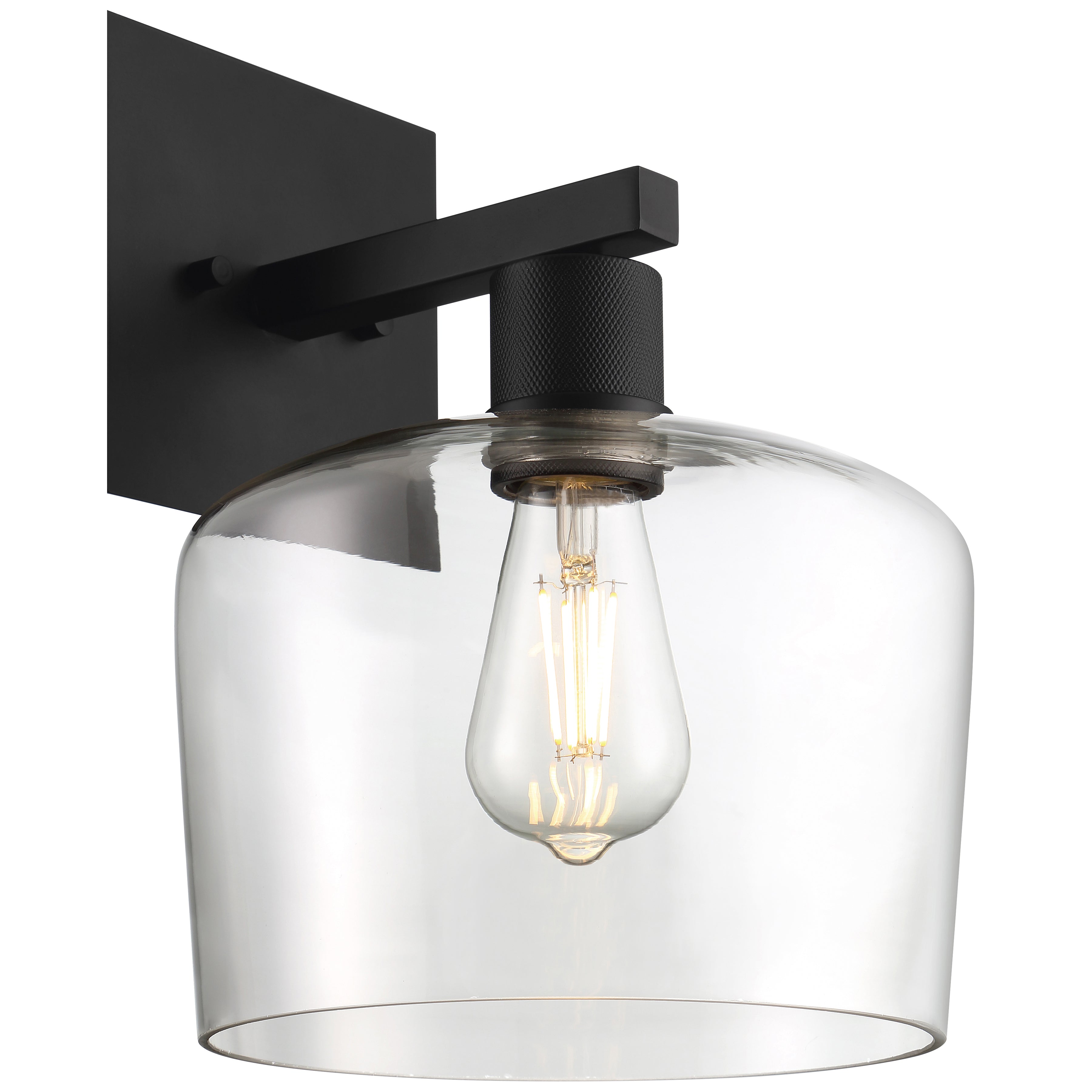 Port Nine Chardonnay LED Wall Sconce, Matte Black / Clear Glass / 7W