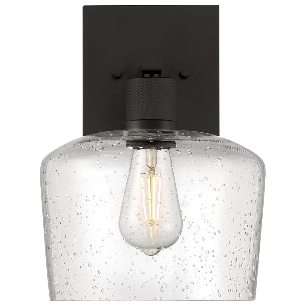 Port Nine Chardonnay LED Wall Sconce, Matte Black / Seeded Glass / 7W