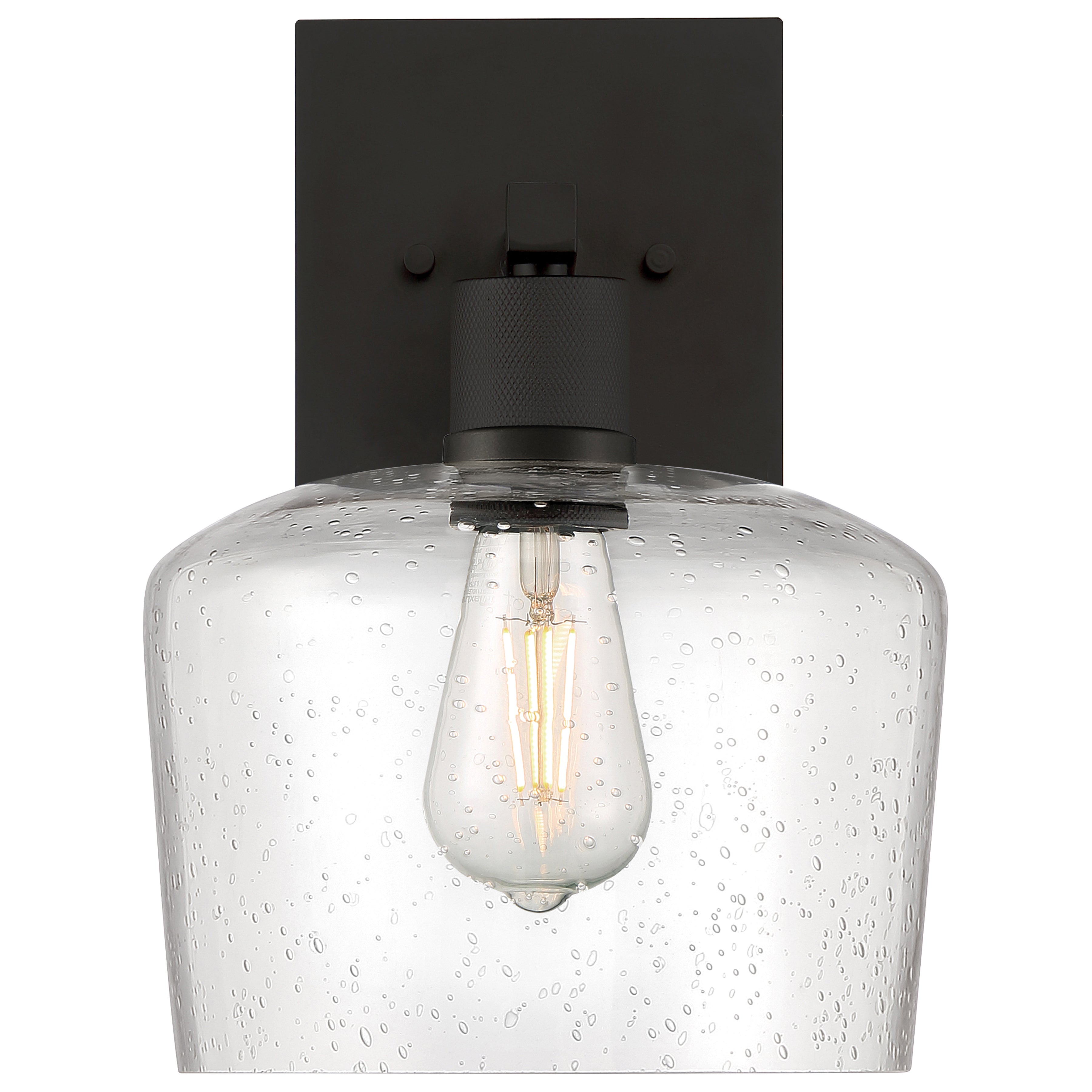 Port Nine Chardonnay LED Wall Sconce, Matte Black / Seeded Glass / 7W