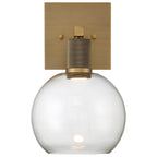 Port Nine Burgundy LED Wall Sconce, Antique Brushed Brass / Clear Glass / 9W