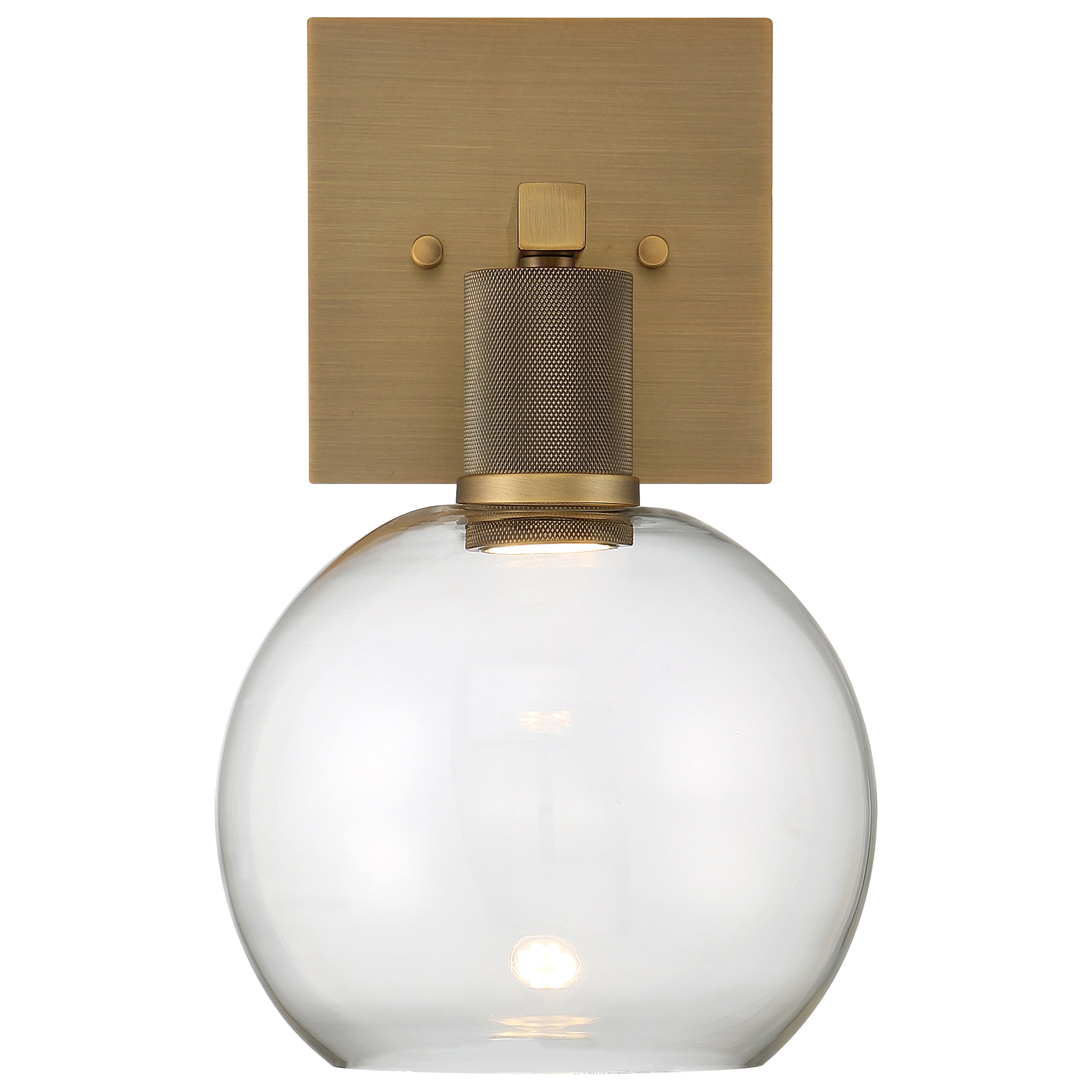 Port Nine Burgundy LED Wall Sconce, Antique Brushed Brass / Clear Glass / 9W