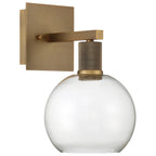Port Nine Burgundy LED Wall Sconce, Antique Brushed Brass / Clear Glass / 9W