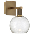 Port Nine Burgundy LED Wall Sconce, Antique Brushed Brass / Seeded Glass / 9W