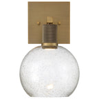 Port Nine Burgundy LED Wall Sconce, Antique Brushed Brass / Seeded Glass / 9W