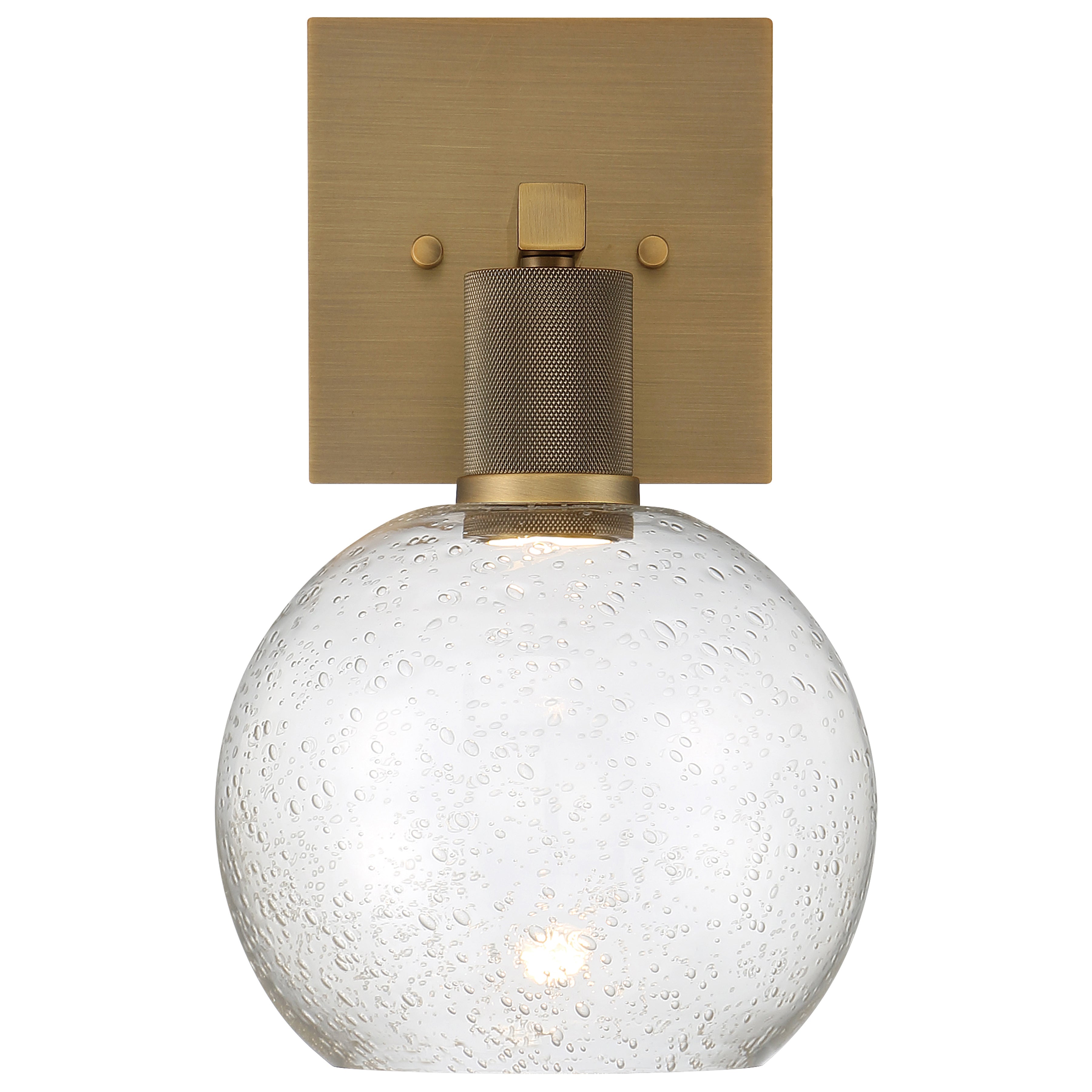 Port Nine Burgundy LED Wall Sconce, Antique Brushed Brass / Seeded Glass / 9W