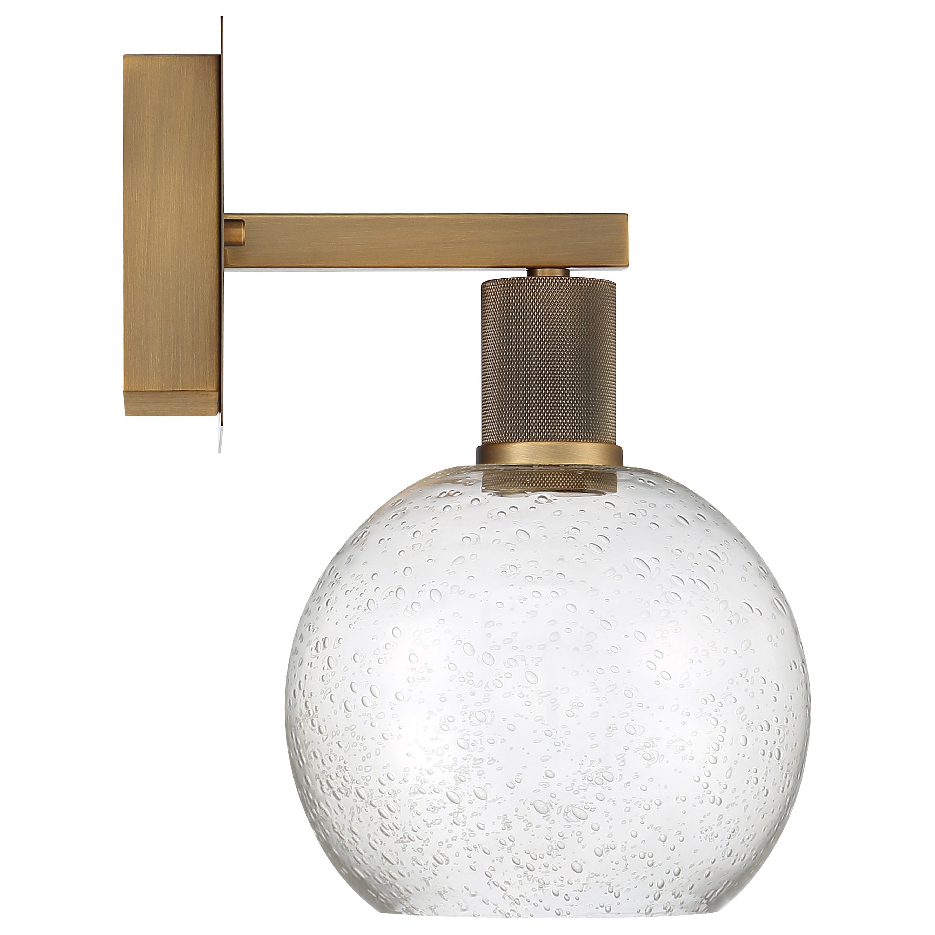 Port Nine Burgundy LED Wall Sconce, Antique Brushed Brass / Seeded Glass / 9W