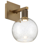Port Nine Burgundy LED Wall Sconce, Antique Brushed Brass / Seeded Glass / 9W