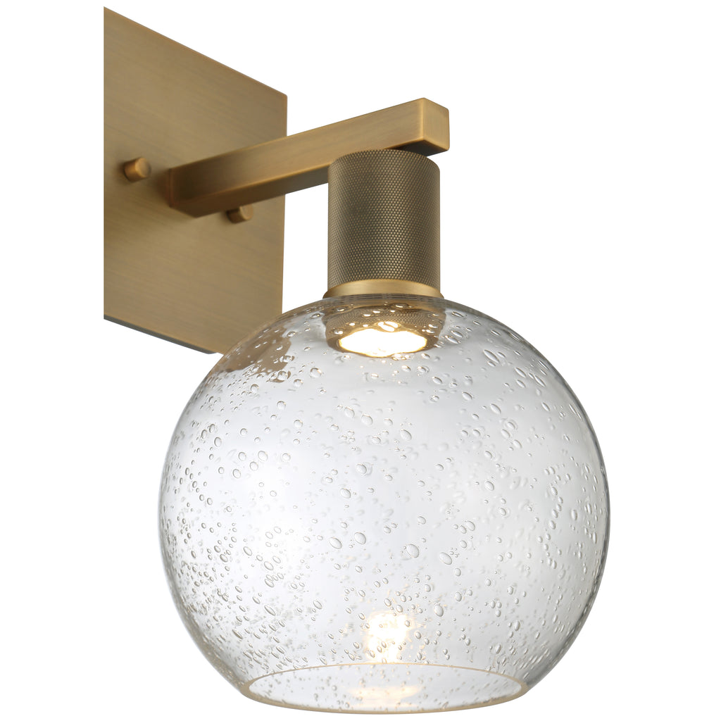 Port Nine Burgundy LED Wall Sconce, Antique Brushed Brass / Seeded Glass / 9W