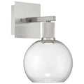 Port Nine Burgundy LED Wall Sconce, Brushed Steel / Clear Glass / 9W
