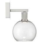 Port Nine Burgundy LED Wall Sconce, Brushed Steel / Clear Glass / 9W
