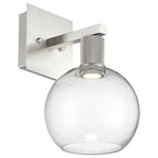 Port Nine Burgundy LED Wall Sconce, Brushed Steel / Clear Glass / 9W