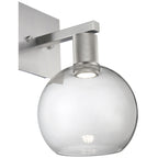 Port Nine Burgundy LED Wall Sconce, Brushed Steel / Clear Glass / 9W