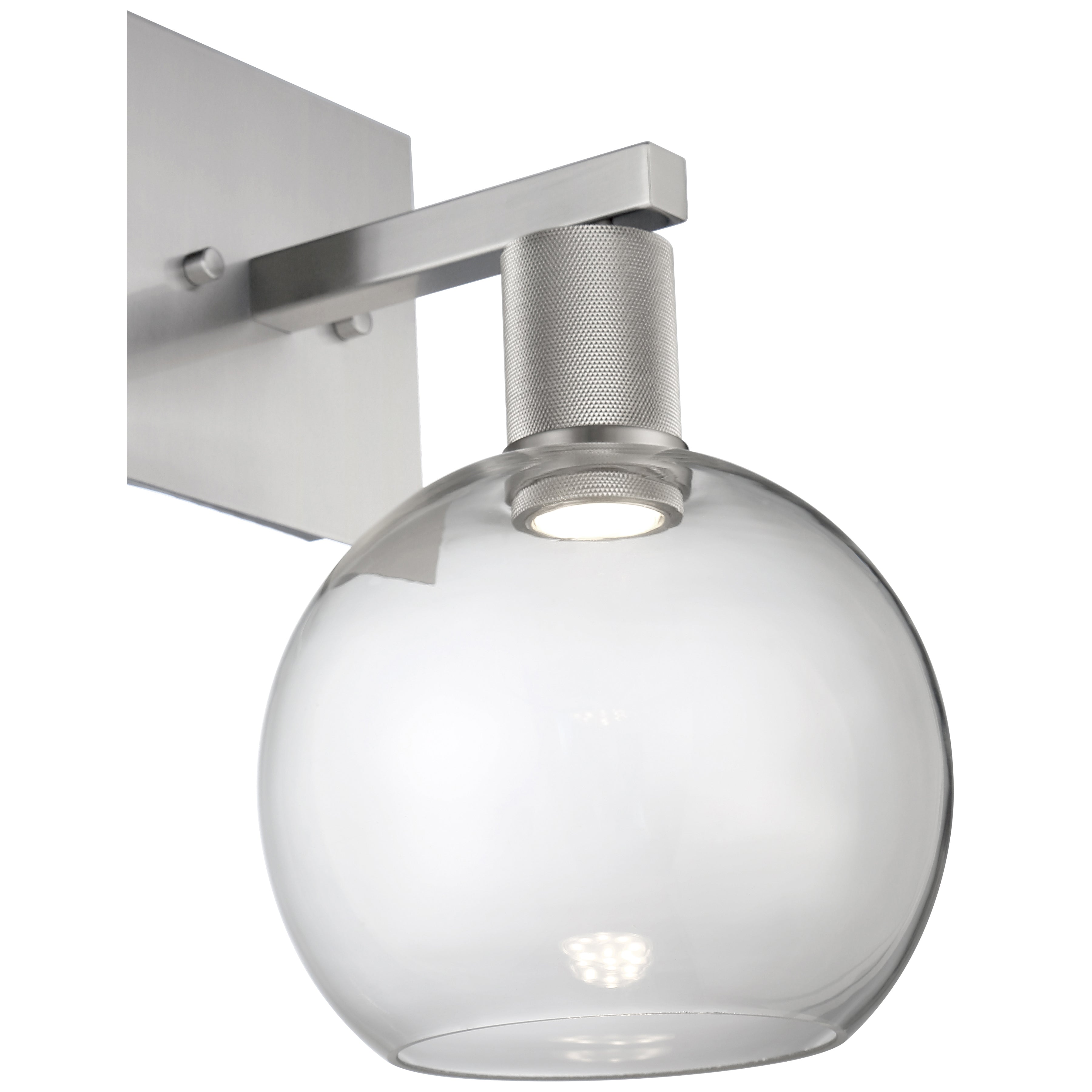 Port Nine Burgundy LED Wall Sconce, Brushed Steel / Clear Glass / 9W