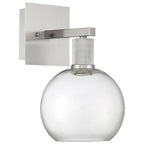 Port Nine Burgundy LED Wall Sconce, Brushed Steel / Clear Glass / 9W