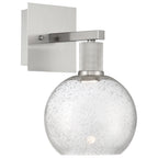 Port Nine Burgundy LED Wall Sconce, Brushed Steel / Seeded Glass / 9W