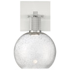 Port Nine Burgundy LED Wall Sconce, Brushed Steel / Seeded Glass / 9W