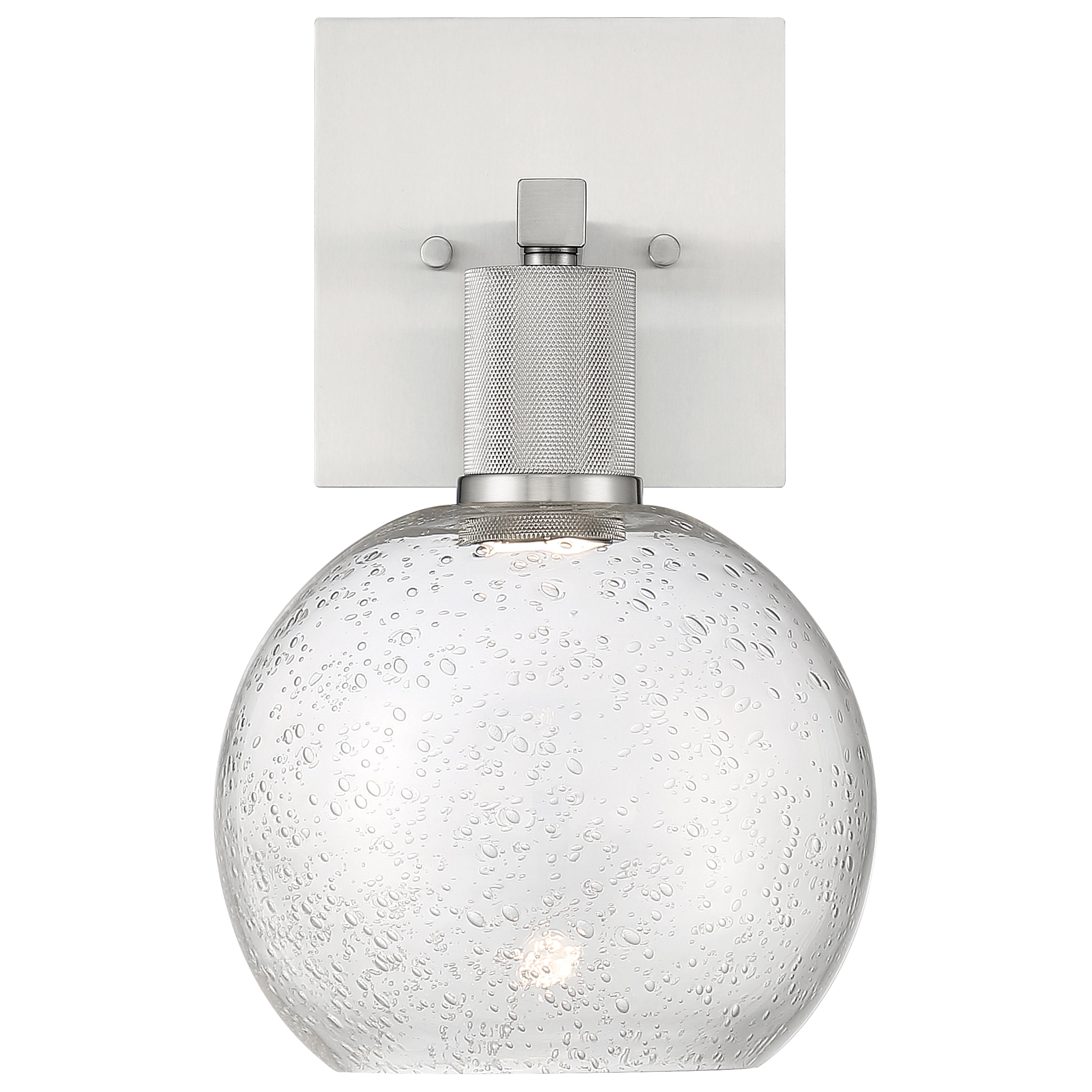 Port Nine Burgundy LED Wall Sconce, Brushed Steel / Seeded Glass / 9W