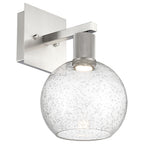 Port Nine Burgundy LED Wall Sconce, Brushed Steel / Seeded Glass / 9W