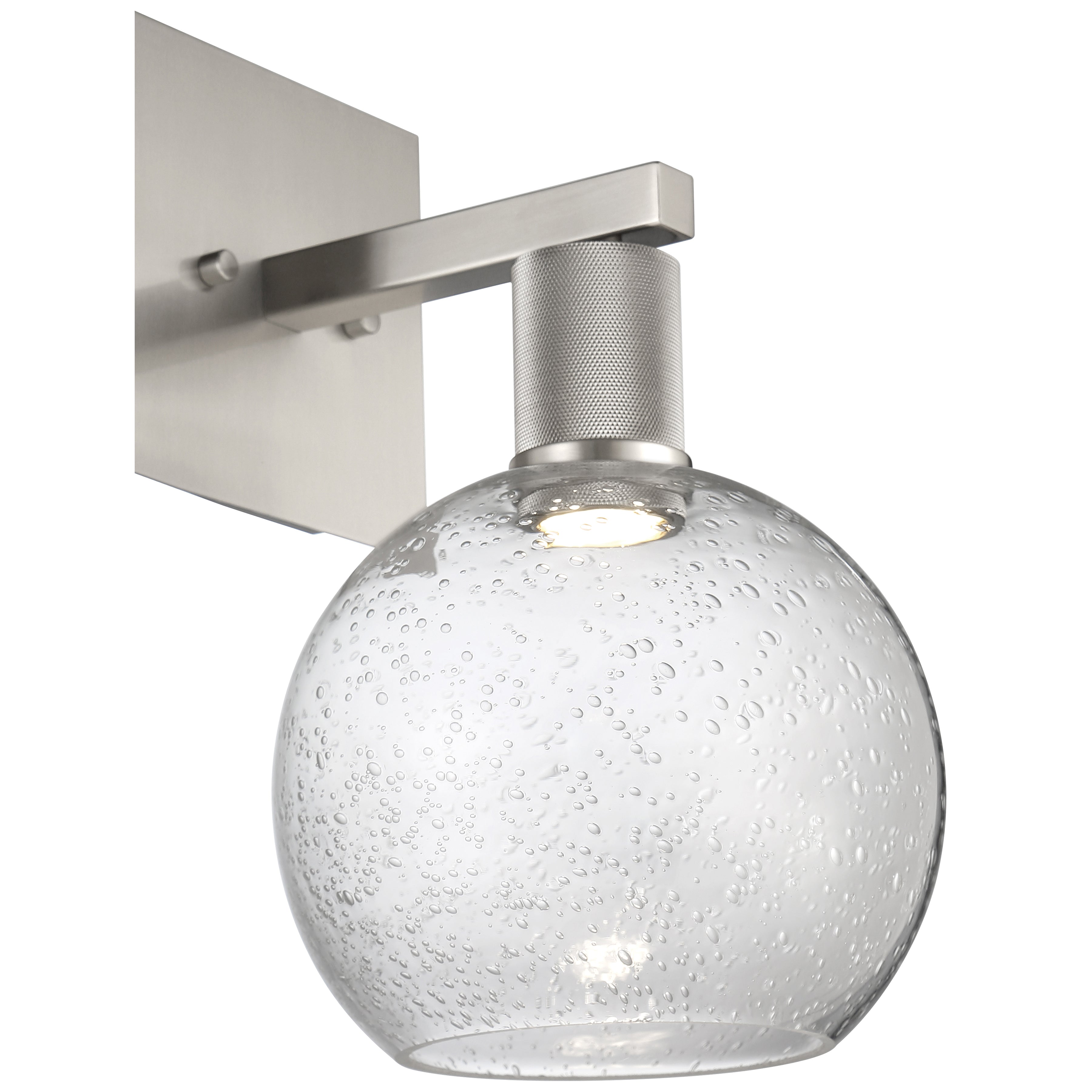 Port Nine Burgundy LED Wall Sconce, Brushed Steel / Seeded Glass / 9W