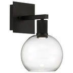 Port Nine Burgundy LED Wall Sconce, Matte Black / Clear Glass / 9W