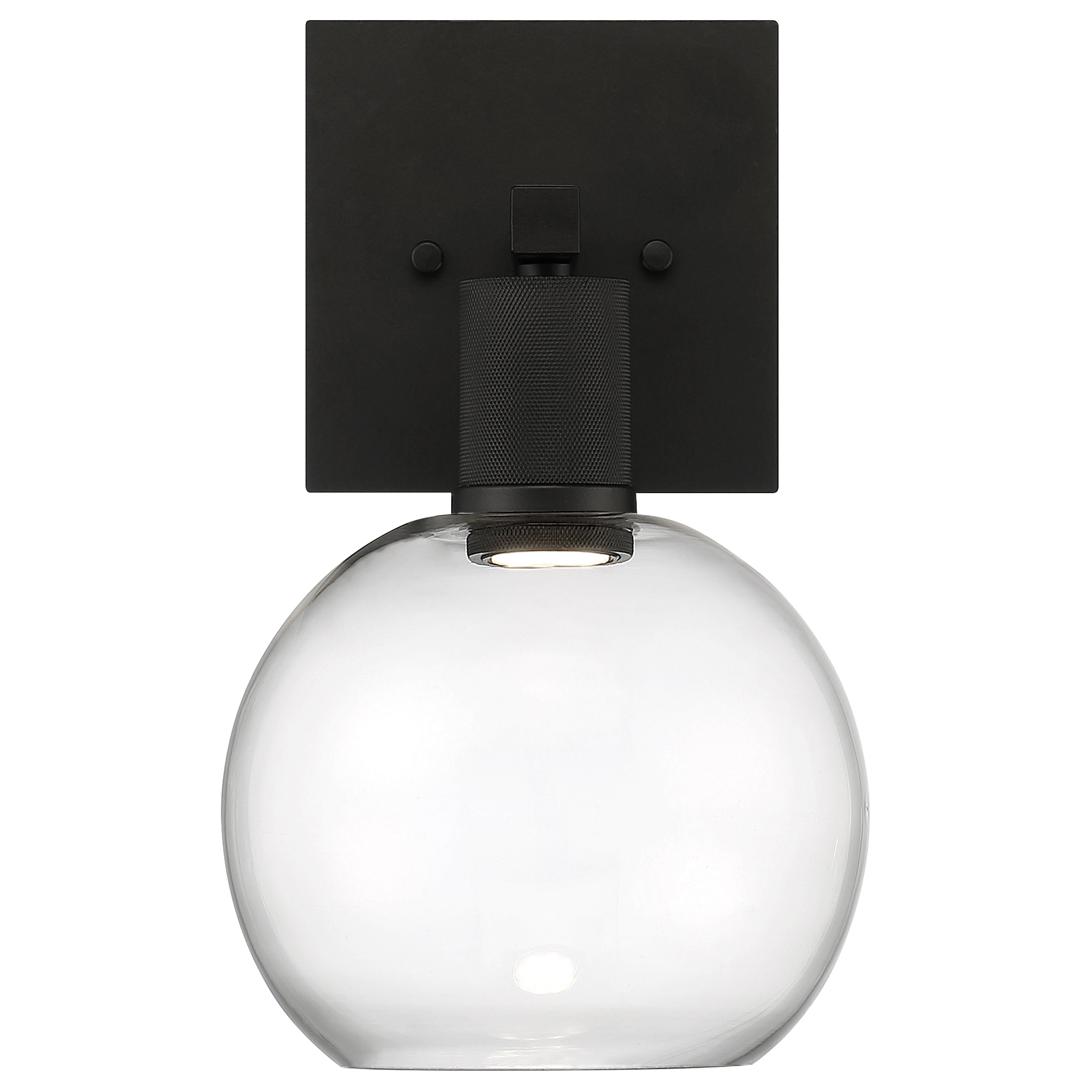 Port Nine Burgundy LED Wall Sconce, Matte Black / Clear Glass / 9W
