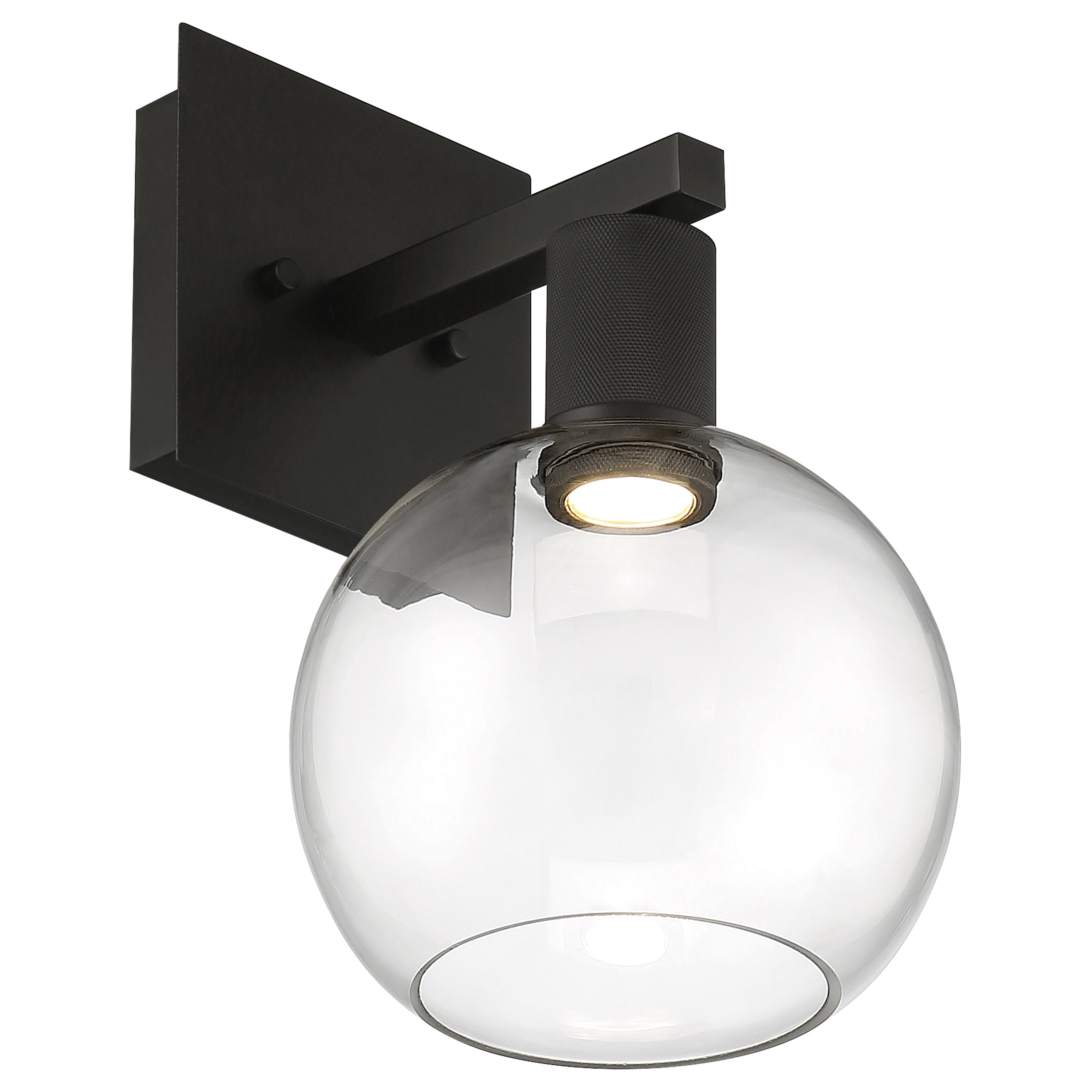 Port Nine Burgundy LED Wall Sconce, Matte Black / Clear Glass / 9W