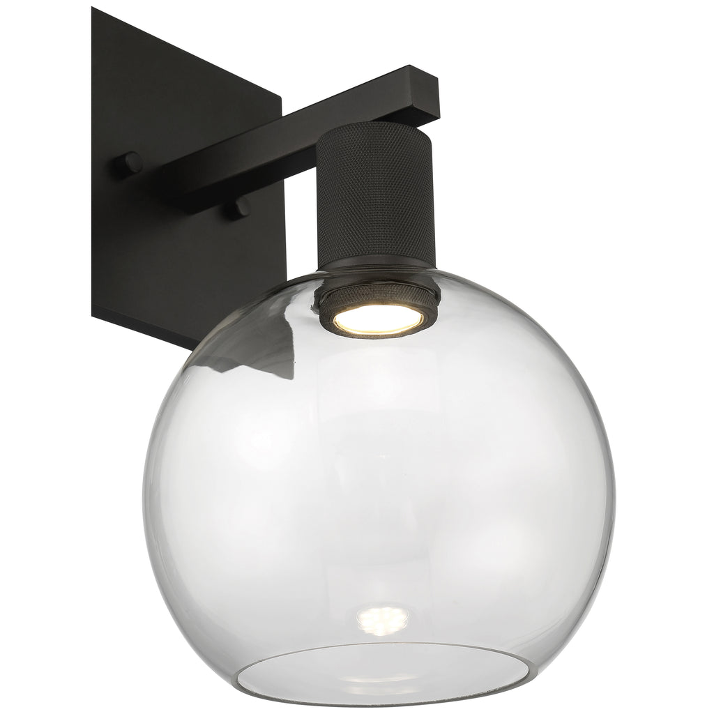 Port Nine Burgundy LED Wall Sconce, Matte Black / Clear Glass / 9W