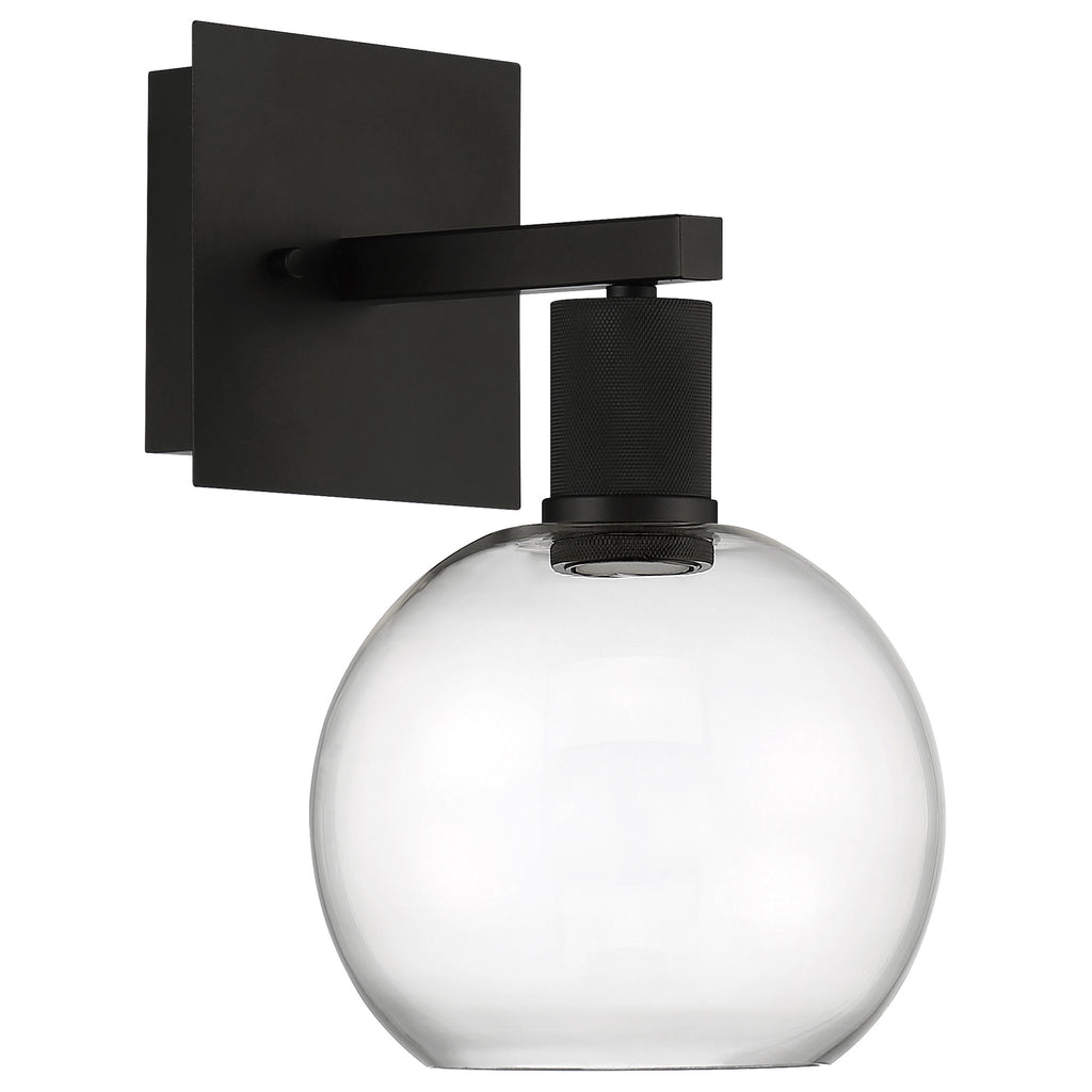 Port Nine Burgundy LED Wall Sconce, Matte Black / Clear Glass / 9W