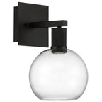 Port Nine Burgundy LED Wall Sconce, Matte Black / Clear Glass / 9W