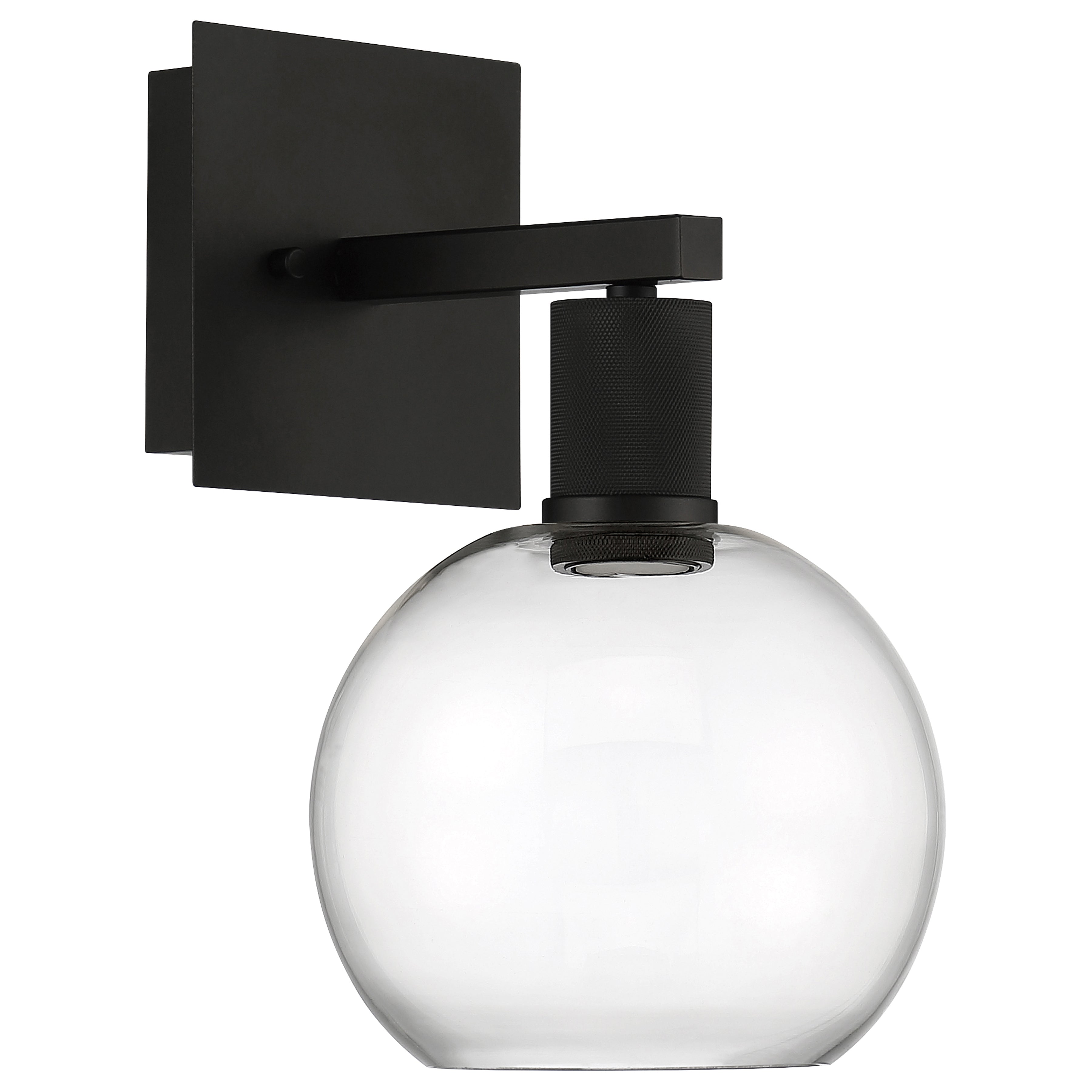 Port Nine Burgundy LED Wall Sconce, Matte Black / Clear Glass / 9W