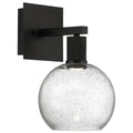 Port Nine Burgundy LED Wall Sconce, Matte Black / Seeded Glass / 9W