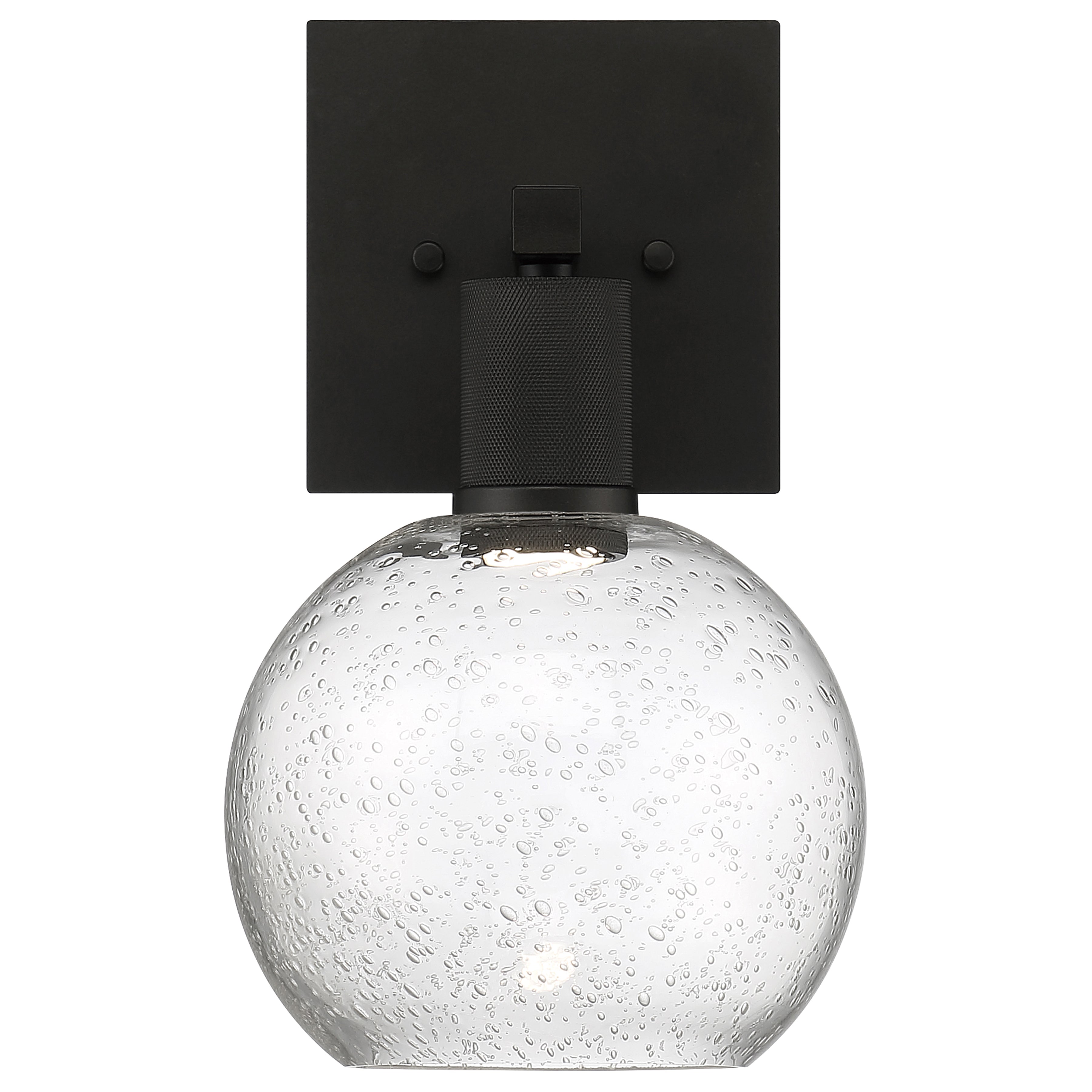 Port Nine Burgundy LED Wall Sconce, Matte Black / Seeded Glass / 9W